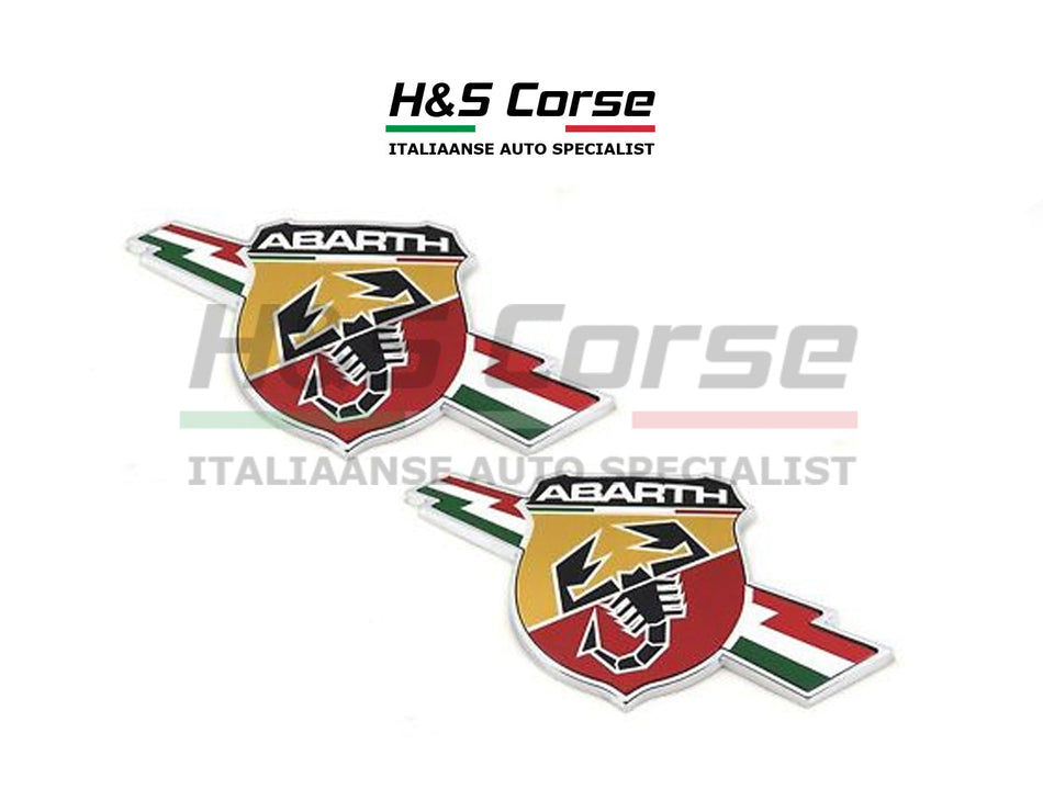 Aluminium Abarth embleem set van 2 - voor zijkant auto